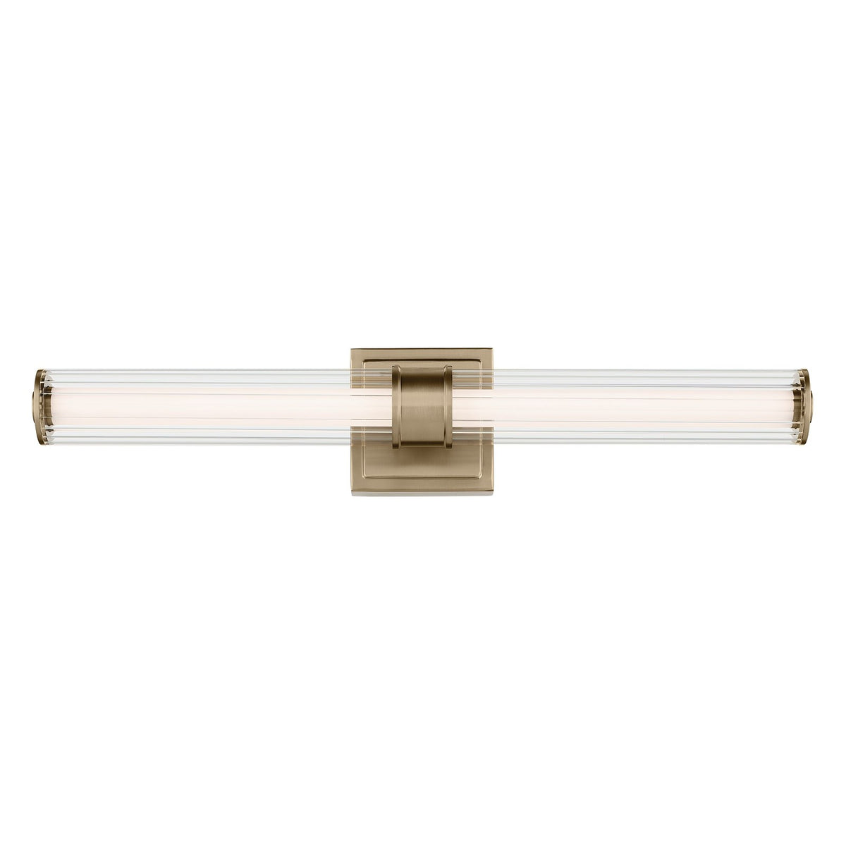 Kichler Laurene 27in 2-Light Linear Bath | Modern Champagne Bronze and Clear Fluted Glass | Bathroom Vanity & Hallway | Model 55196CPZLED
