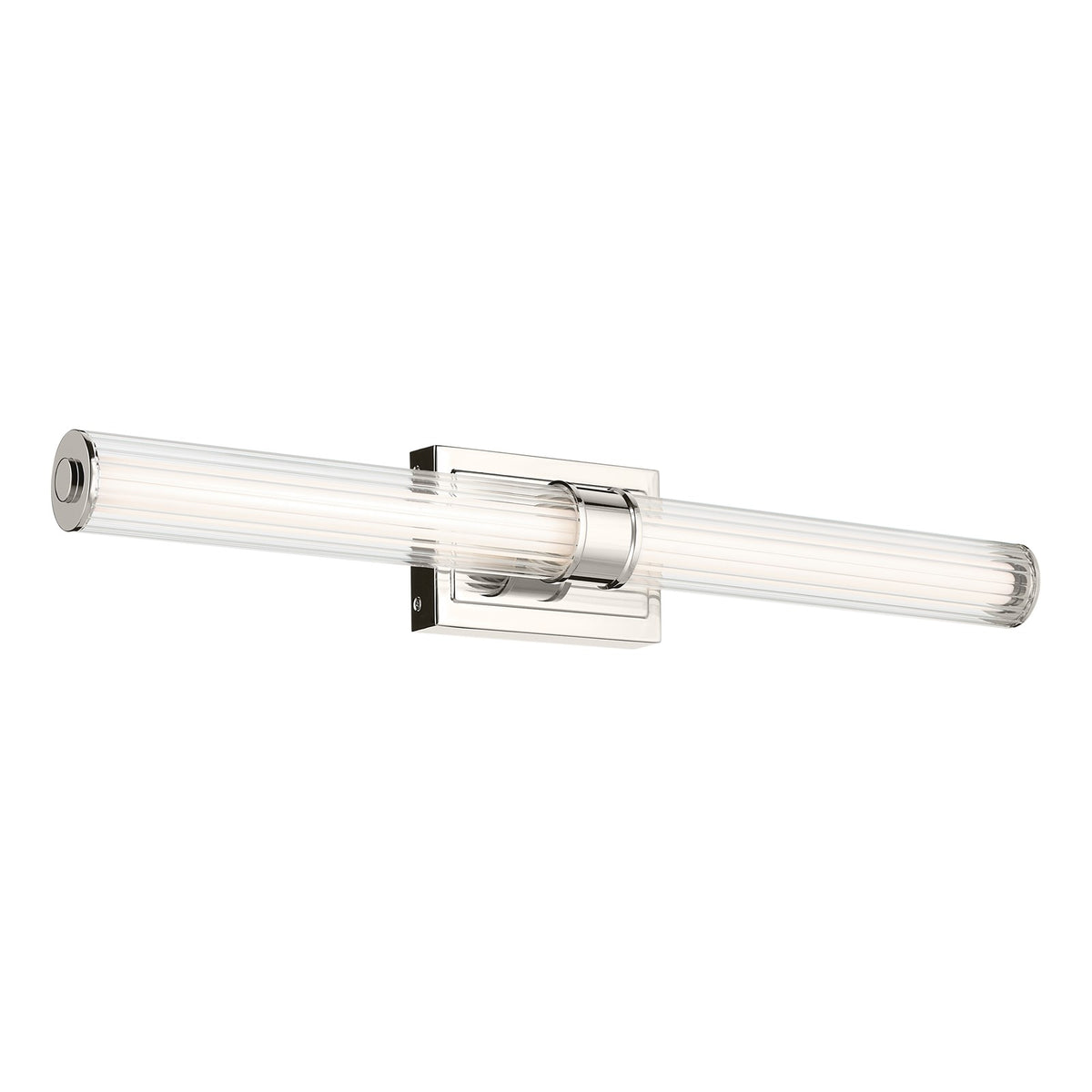Kichler Laurene 31in 2-Light Linear Bath | Modern Polished Nickel and Clear Fluted Glass | Bathroom Vanity | 31 x 5 in, 2450 Lumens | Model 55197PNLED