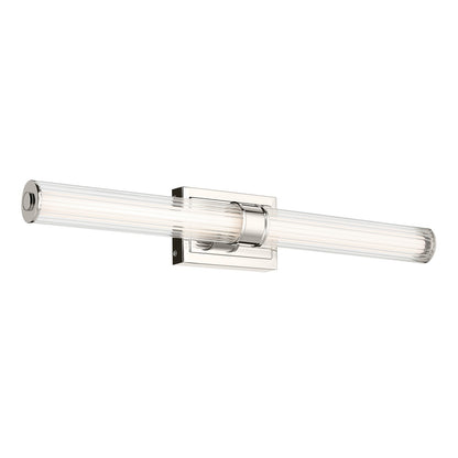 Kichler Laurene 31in 2-Light Linear Bath | Modern Polished Nickel and Clear Fluted Glass | Bathroom Vanity | 31 x 5 in, 2450 Lumens | Model 55197PNLED
