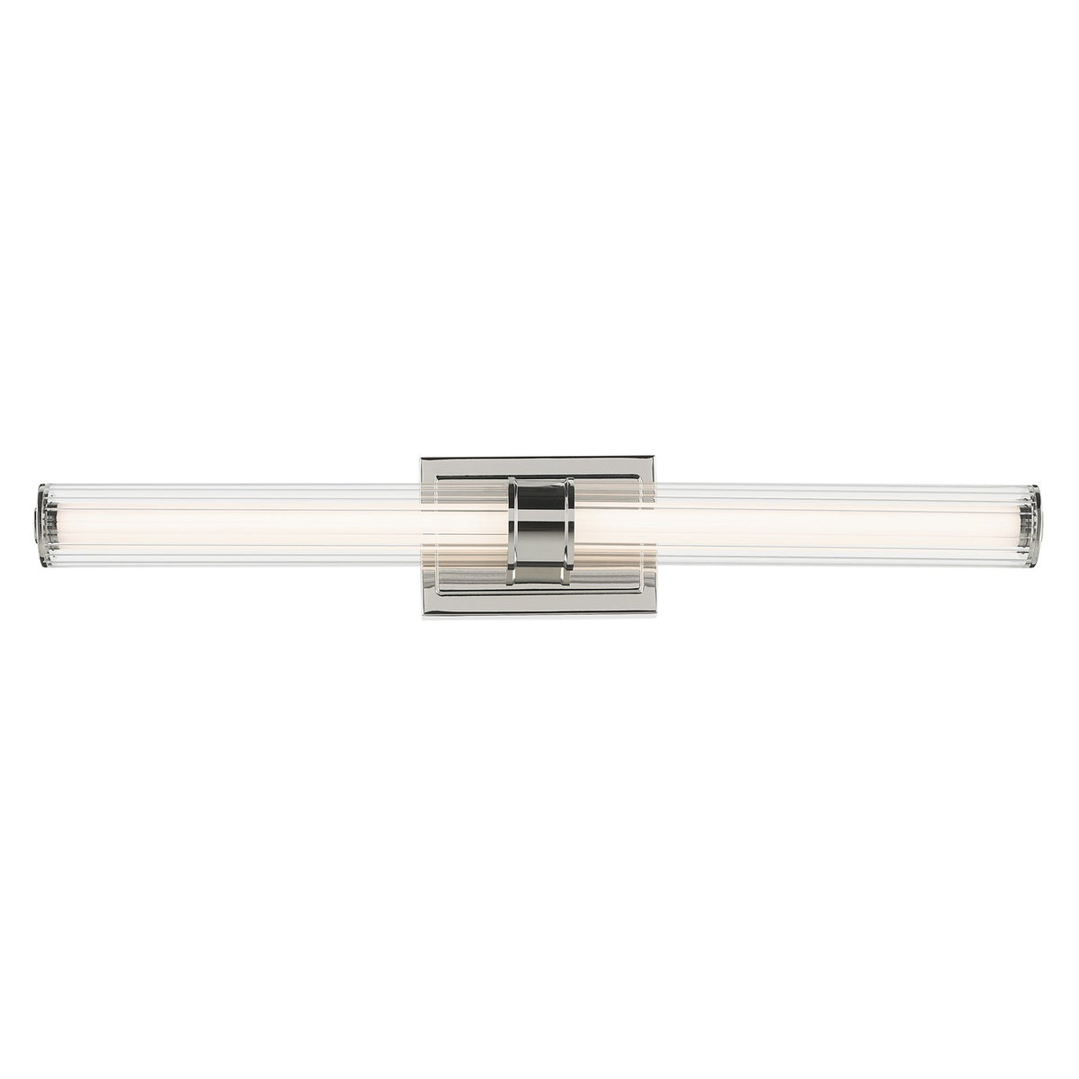 Kichler Laurene 31in 2-Light Linear Bath | Modern Polished Nickel and Clear Fluted Glass | Bathroom Vanity | 31 x 5 in, 2450 Lumens | Model 55197PNLED