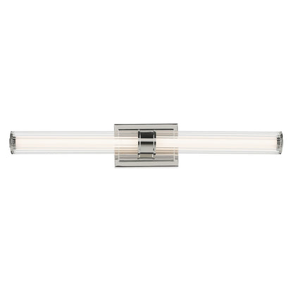 Kichler Laurene 31in 2-Light Linear Bath | Modern Polished Nickel and Clear Fluted Glass | Bathroom Vanity | 31 x 5 in, 2450 Lumens | Model 55197PNLED