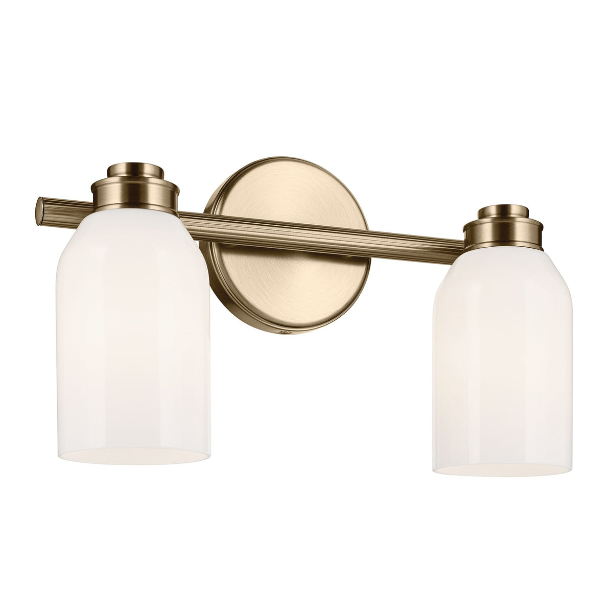 Kichler Shae 15in 2-Light Vanity Light | Modern Champagne Bronze and Cased Opal Glass | Bathroom & Powder Room | 15 x 5.5 x 9 in | Model 55201CPZ