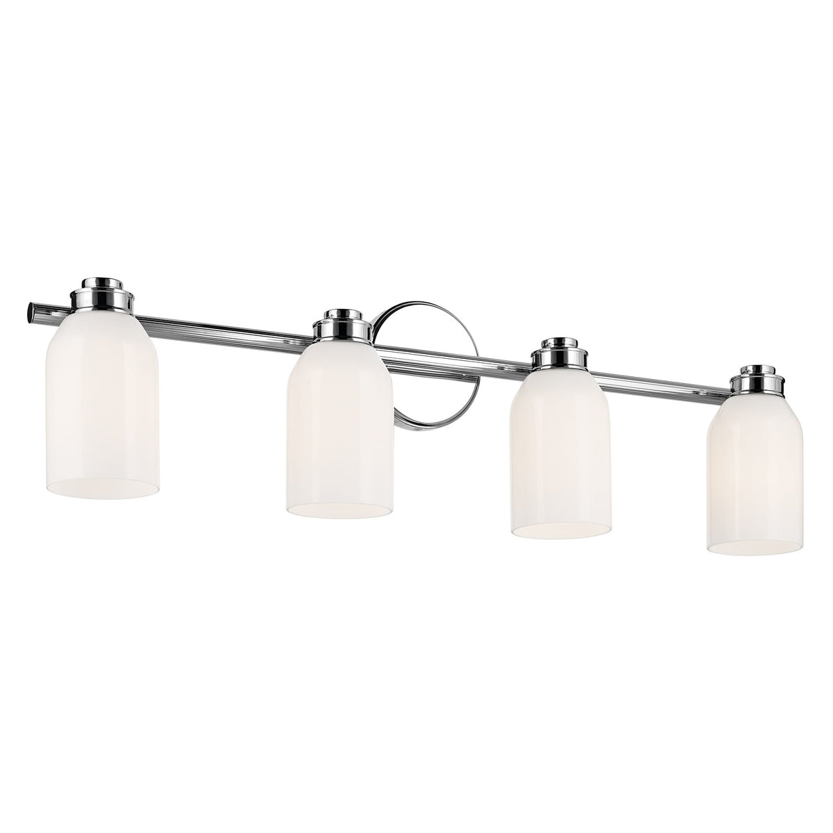 Kichler Shae 32in 4-Light Bathroom Vanity Light | Modern Chrome and Cased Opal Glass | Bathroom Vanity | 32 x 9 x 5.5 in | Model 55203CH