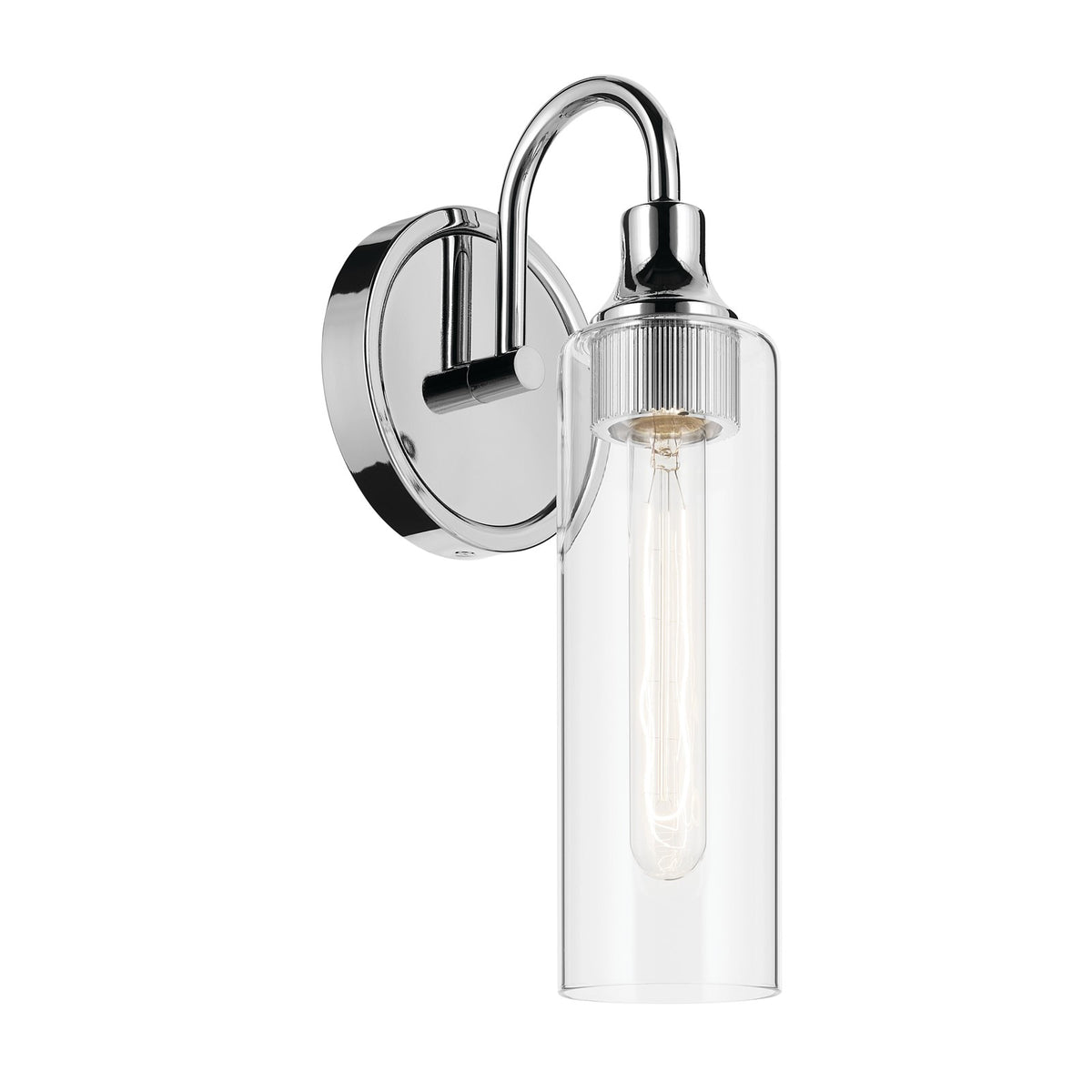 Kichler Kavi 1-Light Wall Sconce | Chrome Steel and Clear Glass | Bathroom Vanity & Hallway | 5 x 13 in, Dimmable | Model 55209CH