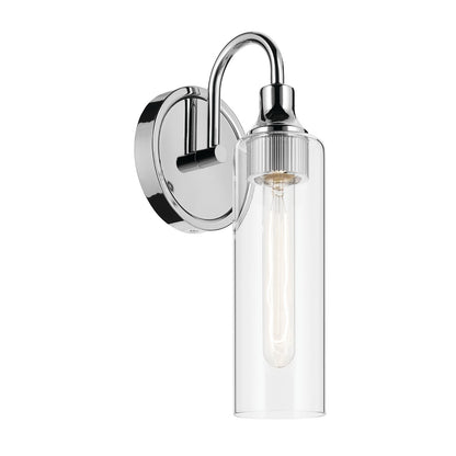Kichler Kavi 1-Light Wall Sconce | Chrome Steel and Clear Glass | Bathroom Vanity & Hallway | 5 x 13 in, Dimmable | Model 55209CH