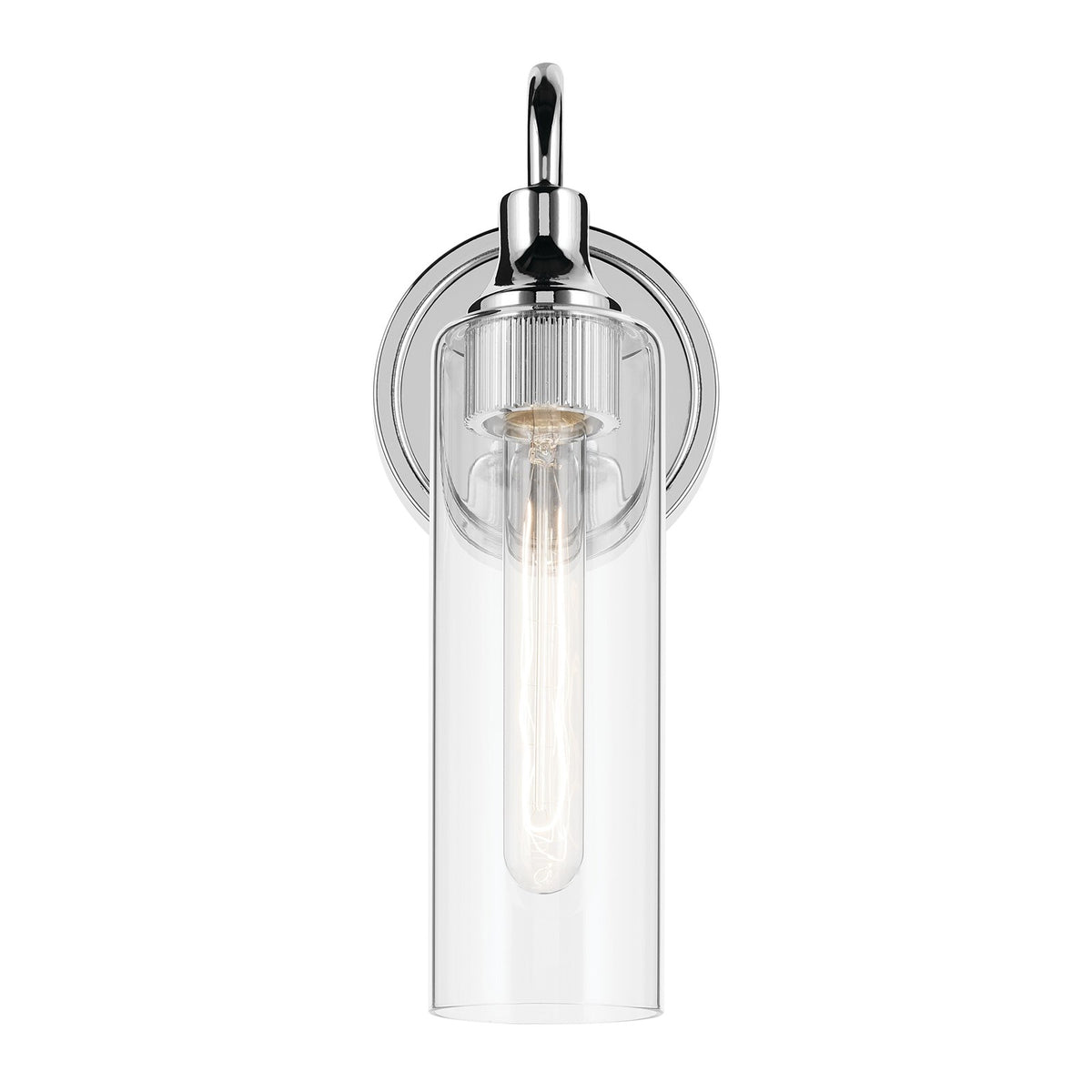 Kichler Kavi 1-Light Wall Sconce | Chrome Steel and Clear Glass | Bathroom Vanity & Hallway | 5 x 13 in, Dimmable | Model 55209CH