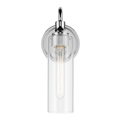 Kichler Kavi 1-Light Wall Sconce | Chrome Steel and Clear Glass | Bathroom Vanity & Hallway | 5 x 13 in, Dimmable | Model 55209CH