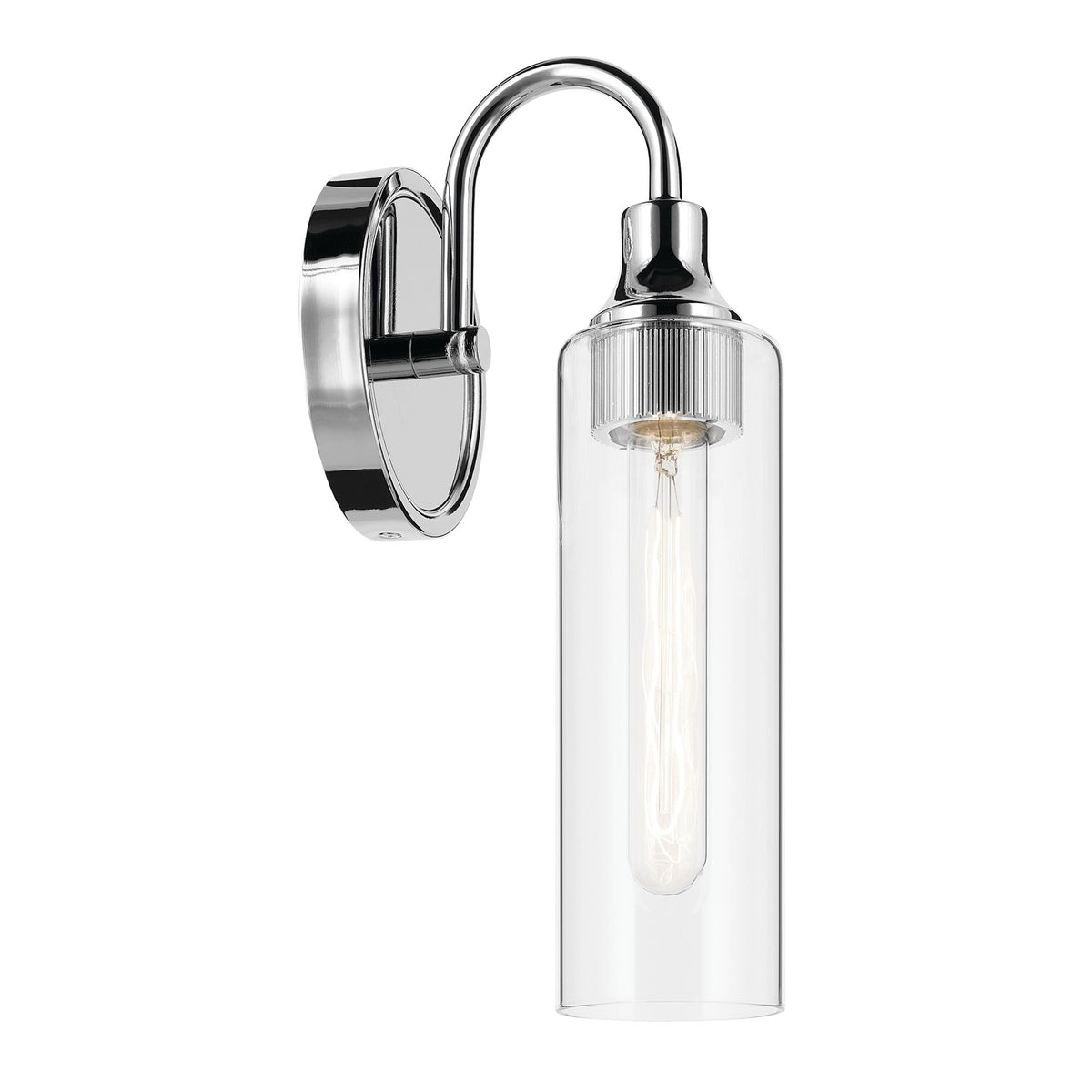 Kichler Kavi 1-Light Wall Sconce | Chrome Steel and Clear Glass | Bathroom Vanity & Hallway | 5 x 13 in, Dimmable | Model 55209CH