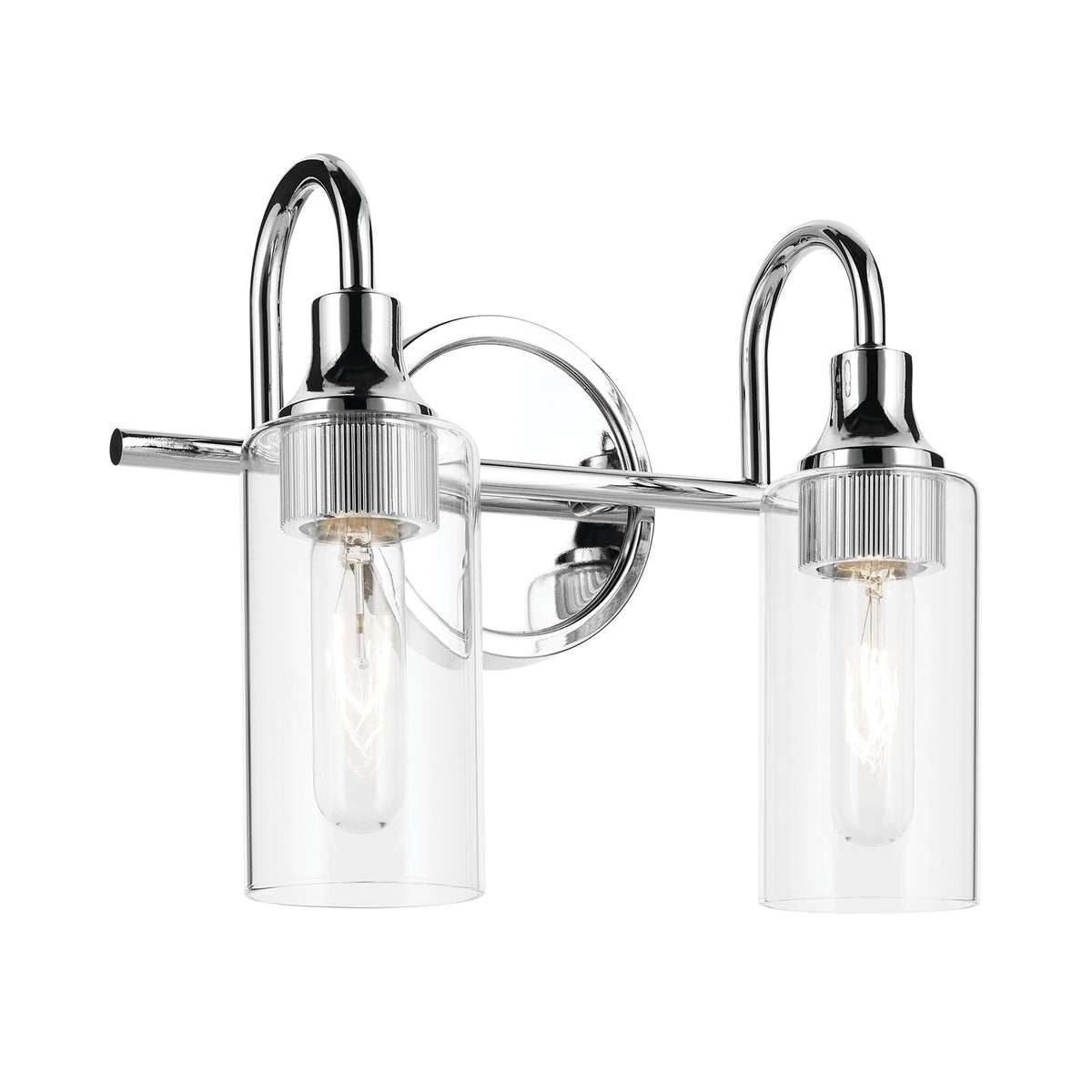 Kichler Kavi 13in 2-Light Vanity Light | Modern Chrome and Clear Glass | Bathroom Vanity & Powder Room | 12.5 x 10 x 6 in | Model 55210CH