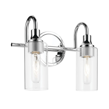 Kichler Kavi 13in 2-Light Vanity Light | Modern Chrome and Clear Glass | Bathroom Vanity & Powder Room | 12.5 x 10 x 6 in | Model 55210CH