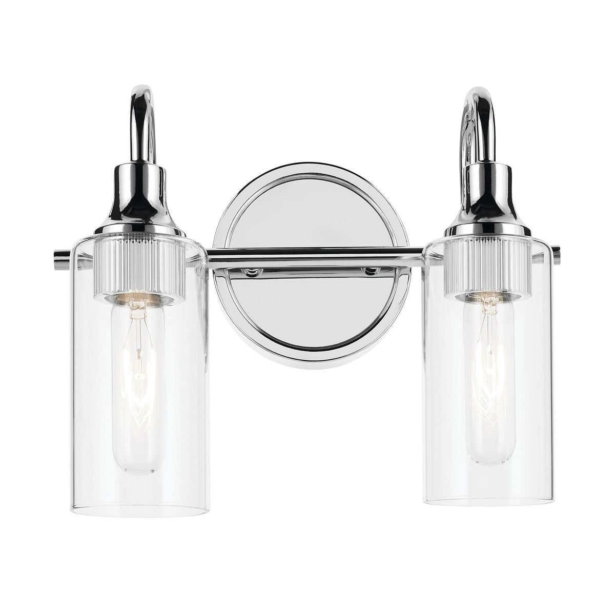 Kichler Kavi 13in 2-Light Vanity Light | Modern Chrome and Clear Glass | Bathroom Vanity & Powder Room | 12.5 x 10 x 6 in | Model 55210CH