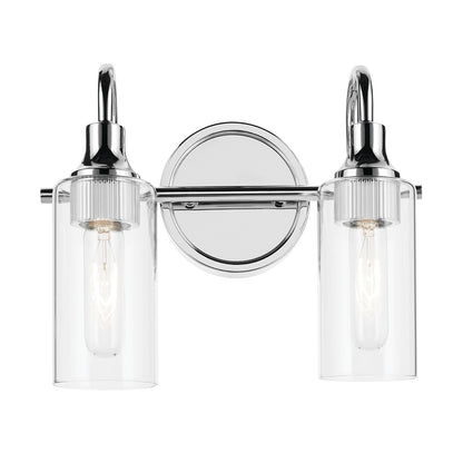 Kichler Kavi 13in 2-Light Vanity Light | Modern Chrome and Clear Glass | Bathroom Vanity & Powder Room | 12.5 x 10 x 6 in | Model 55210CH