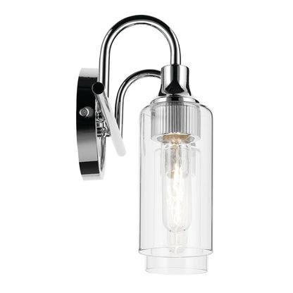 Kichler Kavi 13in 2-Light Vanity Light | Modern Chrome and Clear Glass | Bathroom Vanity & Powder Room | 12.5 x 10 x 6 in | Model 55210CH