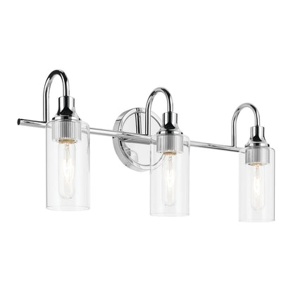 Kichler Kavi 23in 3-Light Vanity Light | Modern Chrome and Clear Glass | Bathroom Vanity | 23 x 10 in | Model 55211CH