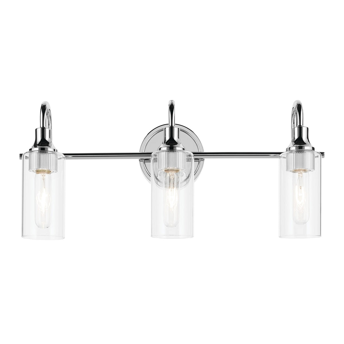 Kichler Kavi 23in 3-Light Vanity Light | Modern Chrome and Clear Glass | Bathroom Vanity | 23 x 10 in | Model 55211CH