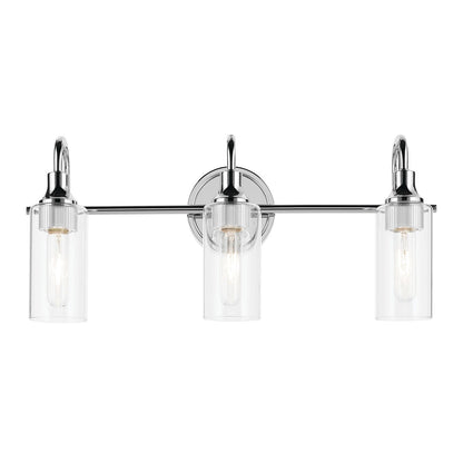 Kichler Kavi 23in 3-Light Vanity Light | Modern Chrome and Clear Glass | Bathroom Vanity | 23 x 10 in | Model 55211CH