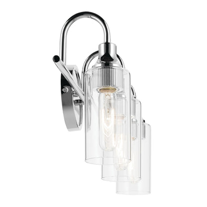 Kichler Kavi 23in 3-Light Vanity Light | Modern Chrome and Clear Glass | Bathroom Vanity | 23 x 10 in | Model 55211CH