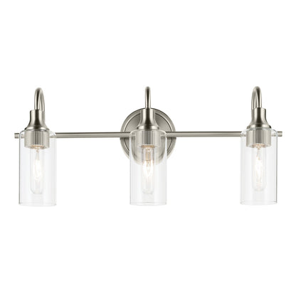 Kichler Kavi 23in 3-Light Vanity Light | Brushed Nickel and Clear Glass | Bathroom Vanity & Powder Room | W 23 x H 10 x E 6 in | Model 55211NI