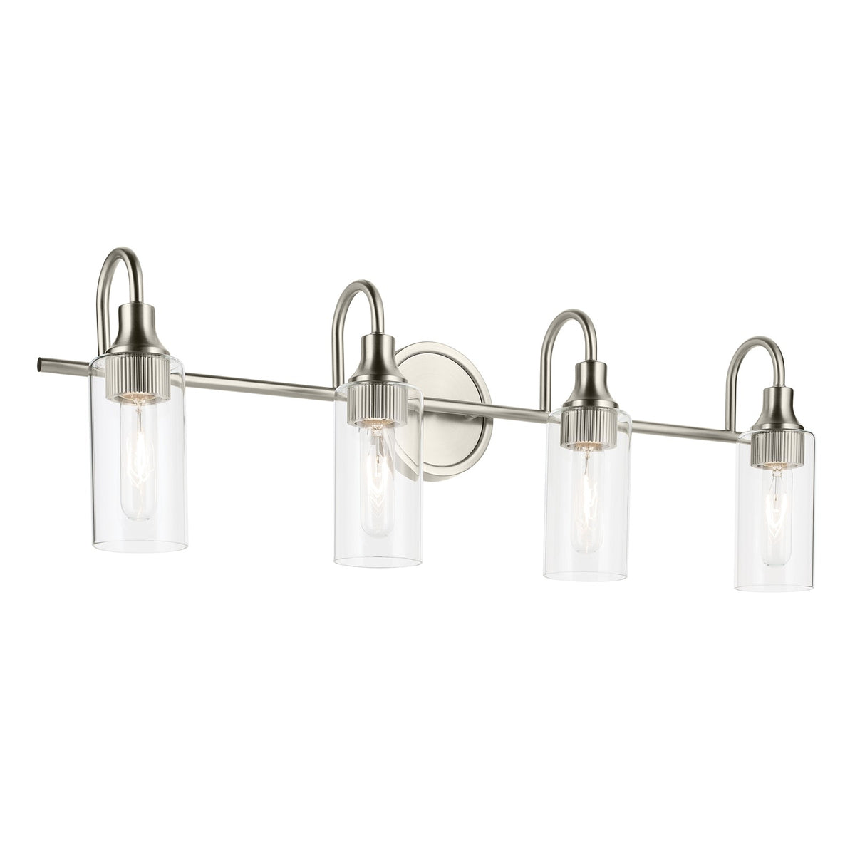 Kichler Kavi 31in 4-Light Vanity Light | Brushed Nickel and Clear Glass | Bathroom Vanity | 31 x 10 x 6 in | Model 55212NI