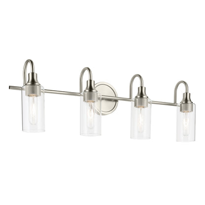 Kichler Kavi 31in 4-Light Vanity Light | Brushed Nickel and Clear Glass | Bathroom Vanity | 31 x 10 x 6 in | Model 55212NI