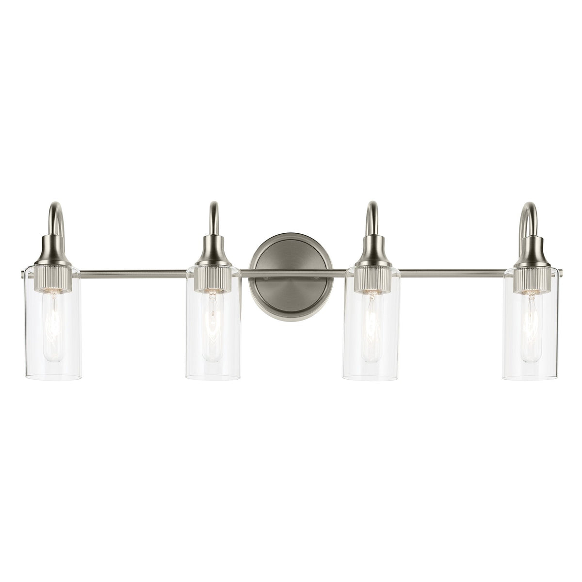Kichler Kavi 31in 4-Light Vanity Light | Brushed Nickel and Clear Glass | Bathroom Vanity | 31 x 10 x 6 in | Model 55212NI