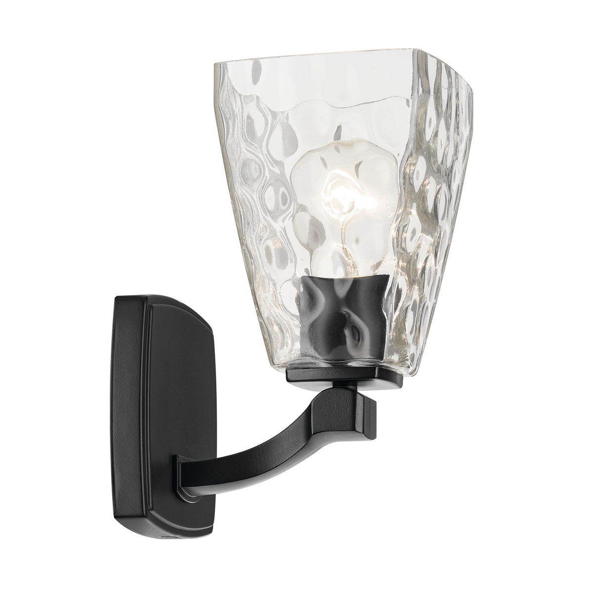 Kichler Marant 5in 1-Light Wall Sconce | Modern Black and Clear Water Glass | Hallway & Bathroom Accent | 5 x 9.5 in | Model 55214BKWTR