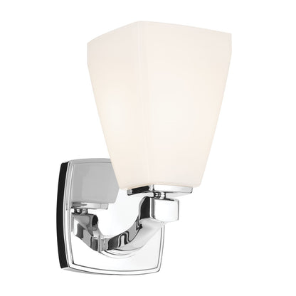 Kichler Marant 9.5in 1-Light Wall Sconce | Modern Chrome and Cased Opal Glass | Bathroom & Hallway Accent | 5 x 9.5 in | Model 55214CH