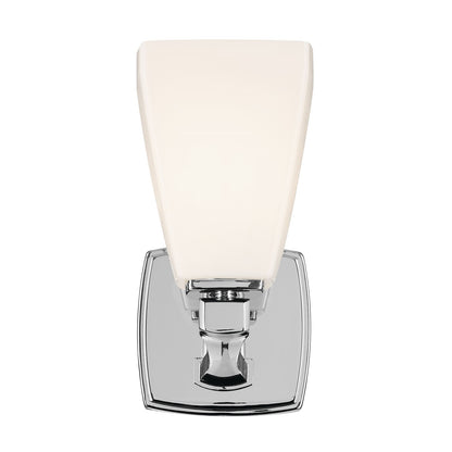 Kichler Marant 9.5in 1-Light Wall Sconce | Modern Chrome and Cased Opal Glass | Bathroom & Hallway Accent | 5 x 9.5 in | Model 55214CH