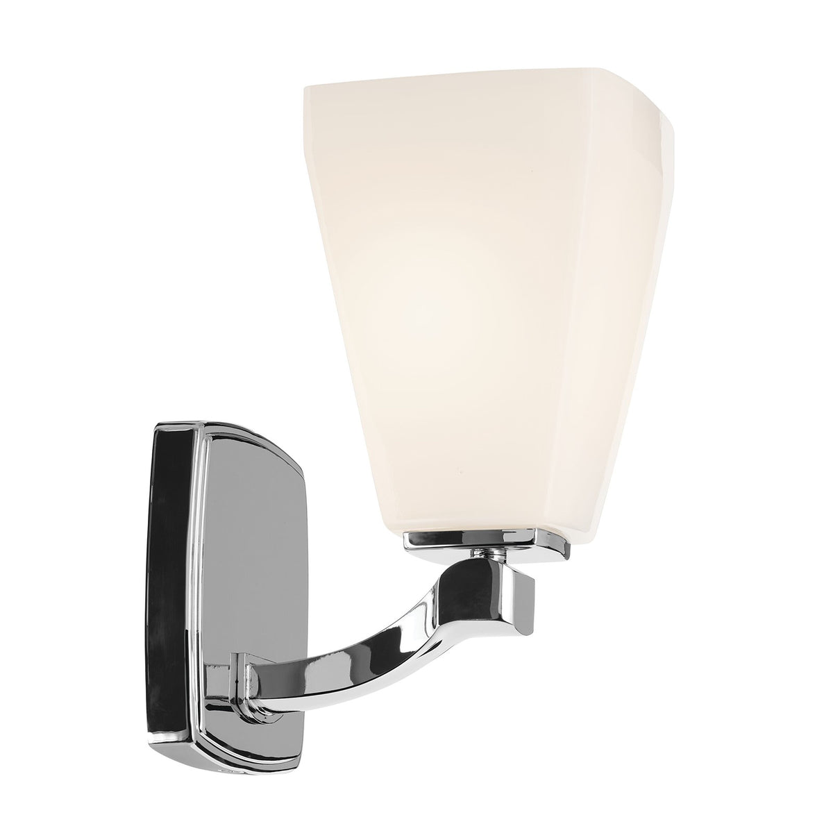 Kichler Marant 9.5in 1-Light Wall Sconce | Modern Chrome and Cased Opal Glass | Bathroom & Hallway Accent | 5 x 9.5 in | Model 55214CH