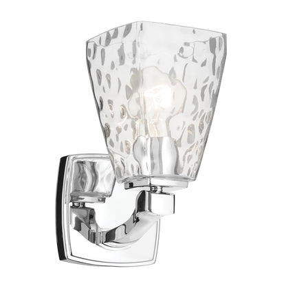 Kichler Marant 1-Light Wall Sconce | Chrome Steel and Clear Water Glass | Hallway & Bathroom Accent | 5 x 9 in | Model 55214CHWTR