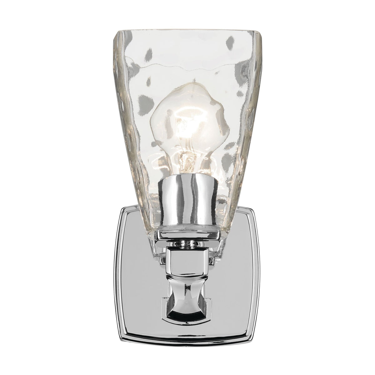 Kichler Marant 1-Light Wall Sconce | Chrome Steel and Clear Water Glass | Hallway & Bathroom Accent | 5 x 9 in | Model 55214CHWTR
