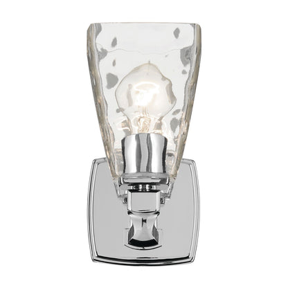 Kichler Marant 1-Light Wall Sconce | Chrome Steel and Clear Water Glass | Hallway & Bathroom Accent | 5 x 9 in | Model 55214CHWTR