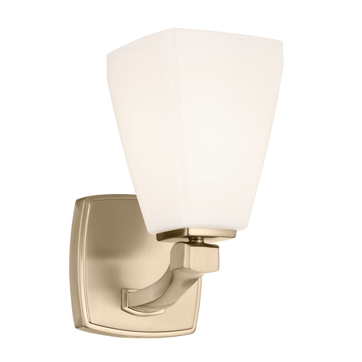 Kichler Marant 1-Light Wall Sconce | Modern Champagne Bronze and Cased Opal Glass | Bedroom & Hallway Accent | 5 x 9.5 in | Model 55214CPZ