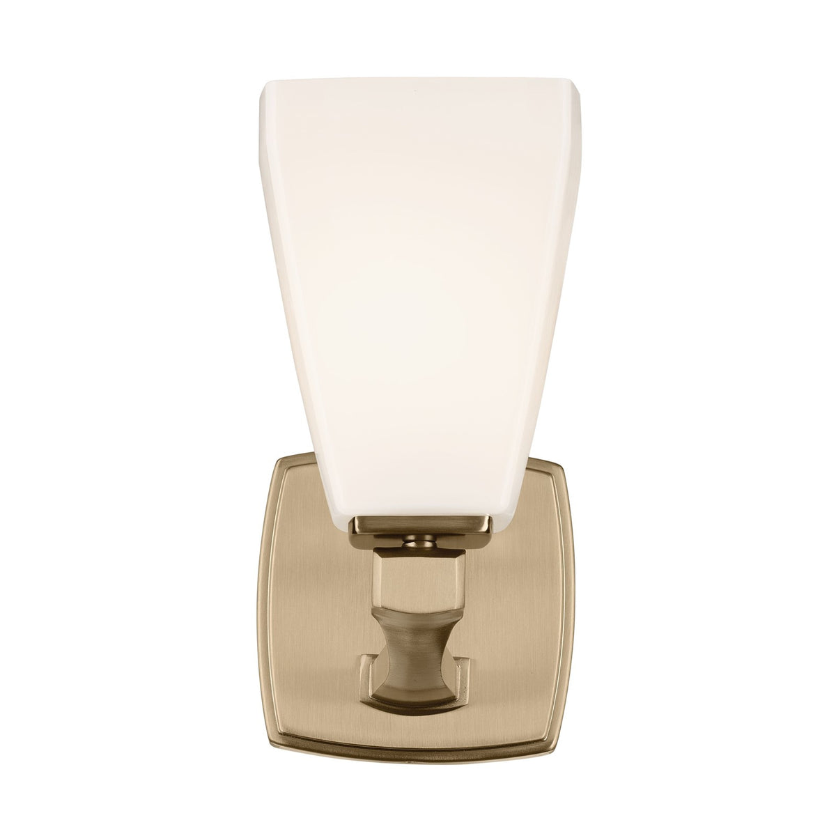 Kichler Marant 1-Light Wall Sconce | Modern Champagne Bronze and Cased Opal Glass | Bedroom & Hallway Accent | 5 x 9.5 in | Model 55214CPZ