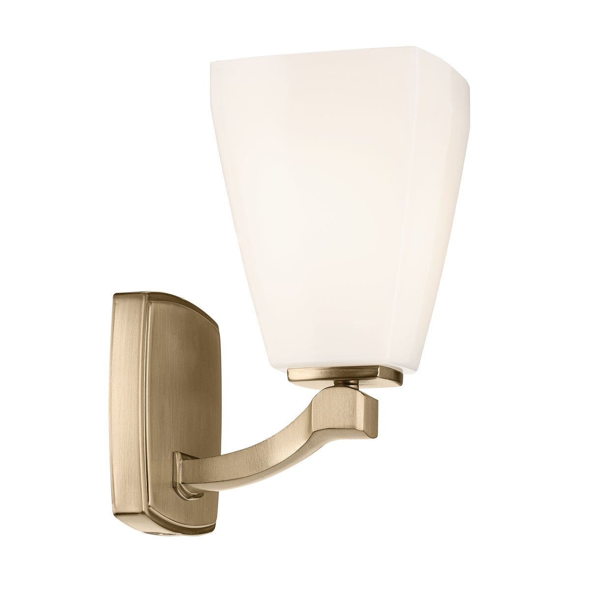 Kichler Marant 1-Light Wall Sconce | Modern Champagne Bronze and Cased Opal Glass | Bedroom & Hallway Accent | 5 x 9.5 in | Model 55214CPZ