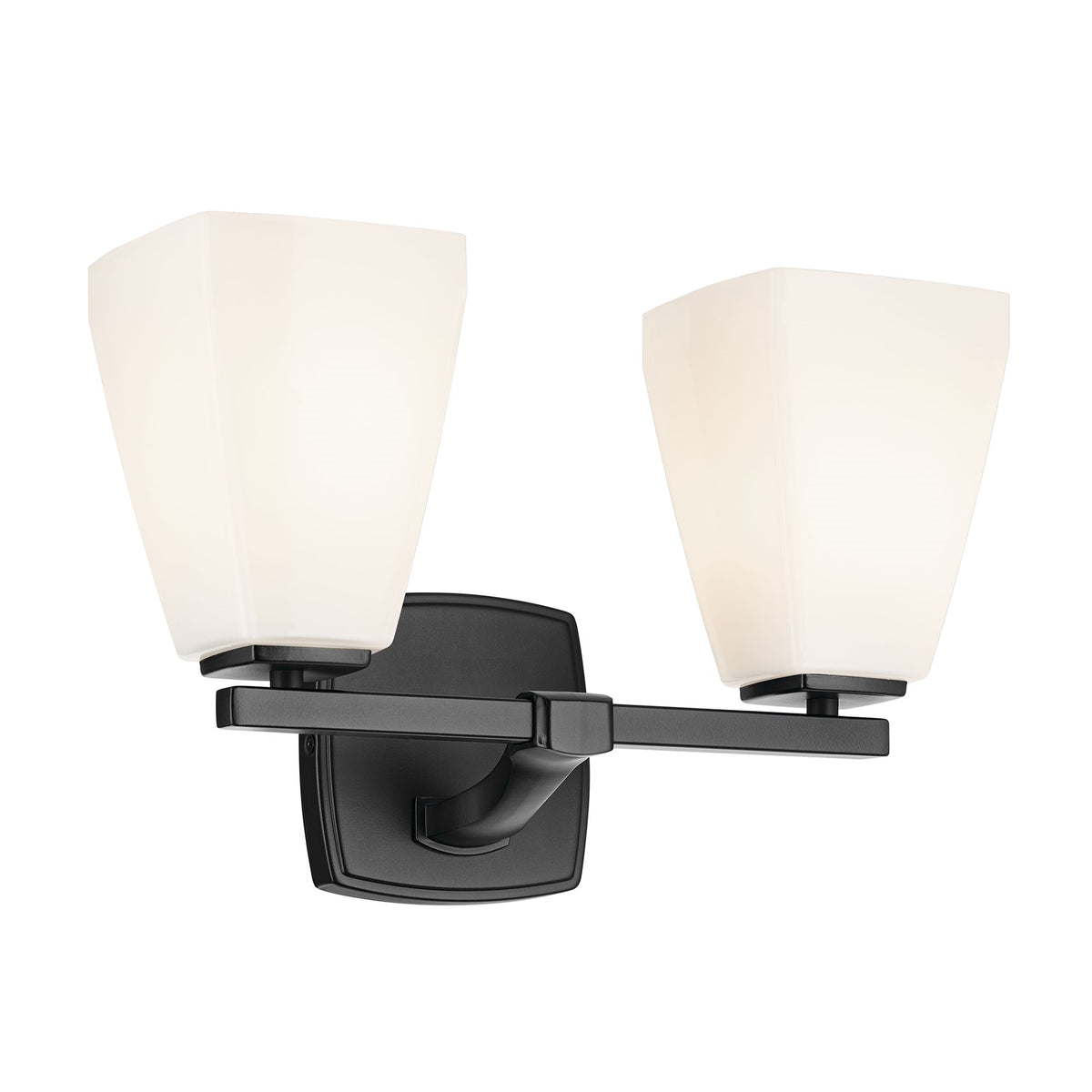 Kichler Marant 14.25in 2-Light Vanity Light | Modern Black and Cased Opal Glass | Bathroom & Powder Room | 14.25 x 9.5 in | Model 55215BK
