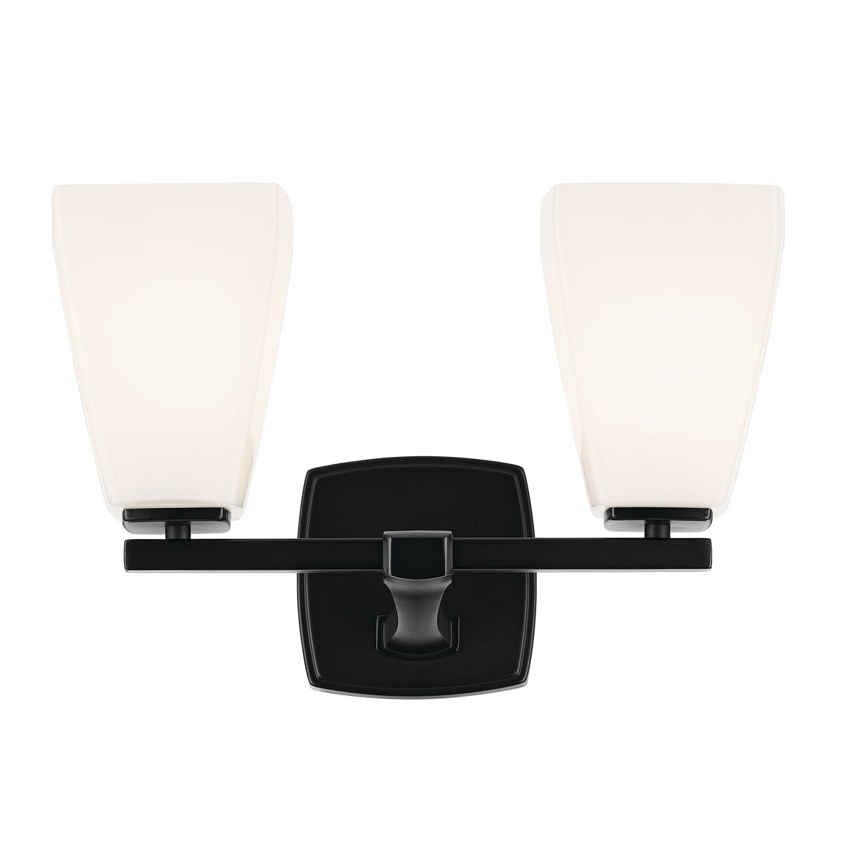 Kichler Marant 14.25in 2-Light Vanity Light | Modern Black and Cased Opal Glass | Bathroom & Powder Room | 14.25 x 9.5 in | Model 55215BK