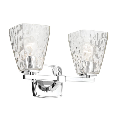 Kichler Marant 14in 2-Light Vanity Light | Modern Chrome and Clear Water Glass | Bathroom Vanity | 14 x 9 in | Model 55215CHWTR