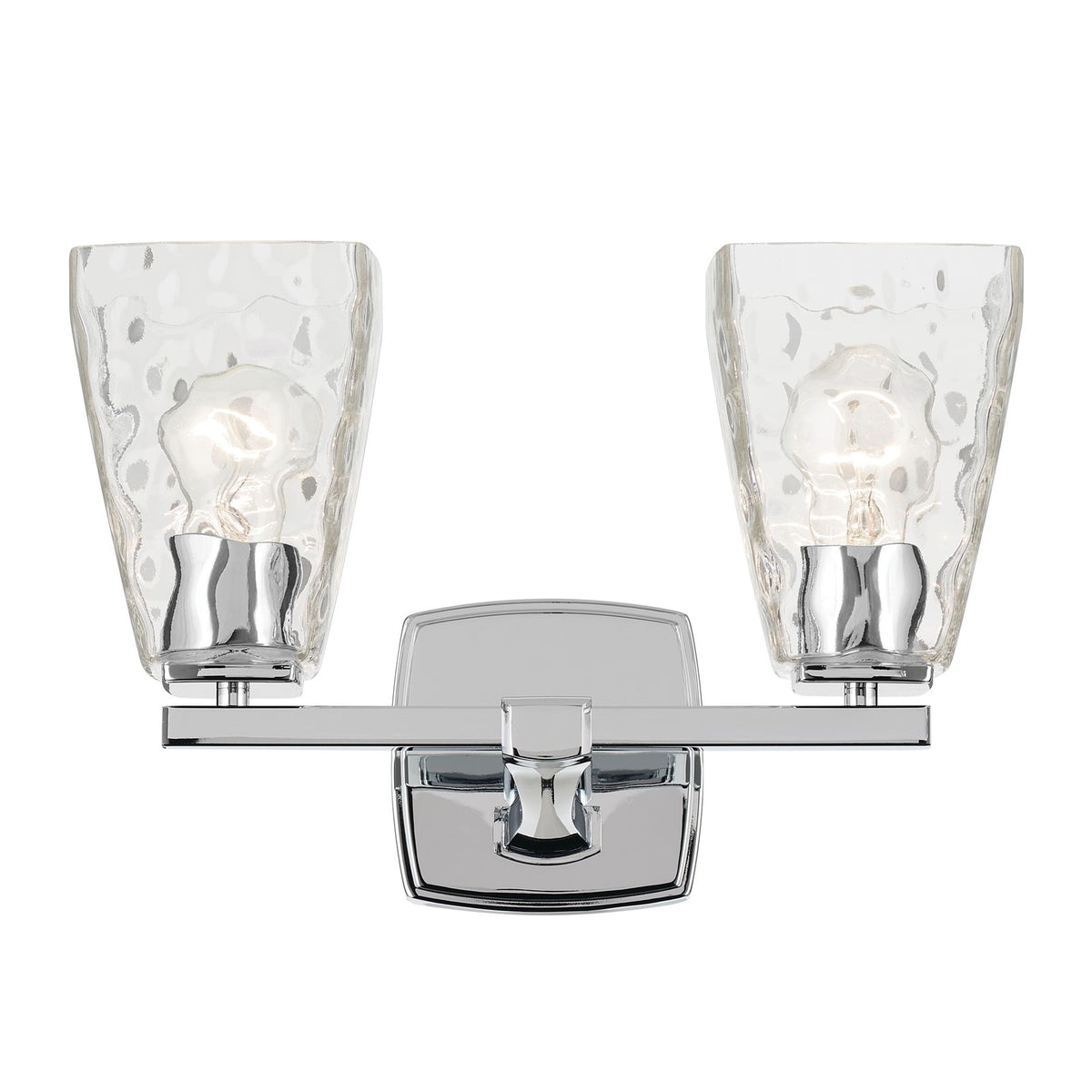 Kichler Marant 14in 2-Light Vanity Light | Modern Chrome and Clear Water Glass | Bathroom Vanity | 14 x 9 in | Model 55215CHWTR