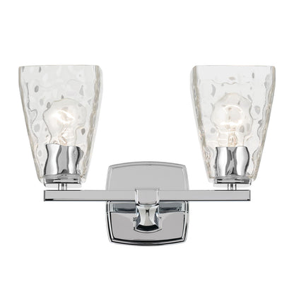 Kichler Marant 14in 2-Light Vanity Light | Modern Chrome and Clear Water Glass | Bathroom Vanity | 14 x 9 in | Model 55215CHWTR