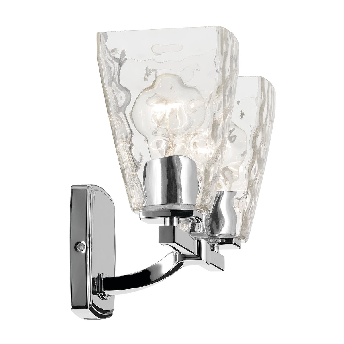 Kichler Marant 14in 2-Light Vanity Light | Modern Chrome and Clear Water Glass | Bathroom Vanity | 14 x 9 in | Model 55215CHWTR