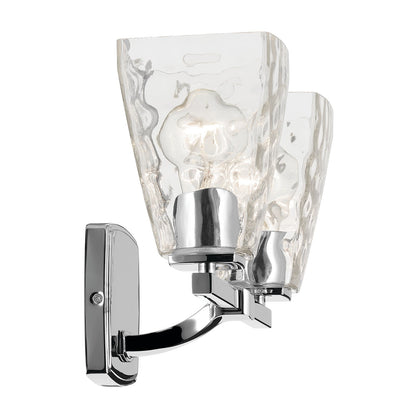 Kichler Marant 14in 2-Light Vanity Light | Modern Chrome and Clear Water Glass | Bathroom Vanity | 14 x 9 in | Model 55215CHWTR