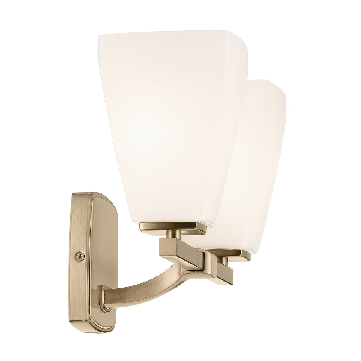 Kichler Marant 2-Light Vanity Light | Modern Champagne Bronze and Cased Opal Glass | Bathroom Vanity | 14.25 x 9.5 in | Model 55215CPZ