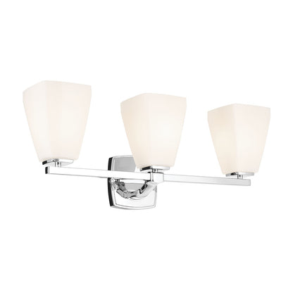 Kichler Marant 24in 3-Light Vanity Light | Modern Chrome and Cased Opal Glass | Bathroom Vanity | 23.75 x 9.5 x 6.75 in | Model 55216CH