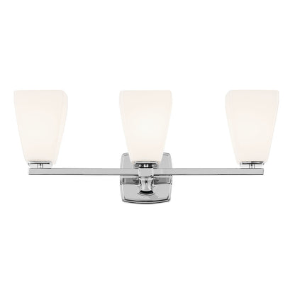 Kichler Marant 24in 3-Light Vanity Light | Modern Chrome and Cased Opal Glass | Bathroom Vanity | 23.75 x 9.5 x 6.75 in | Model 55216CH