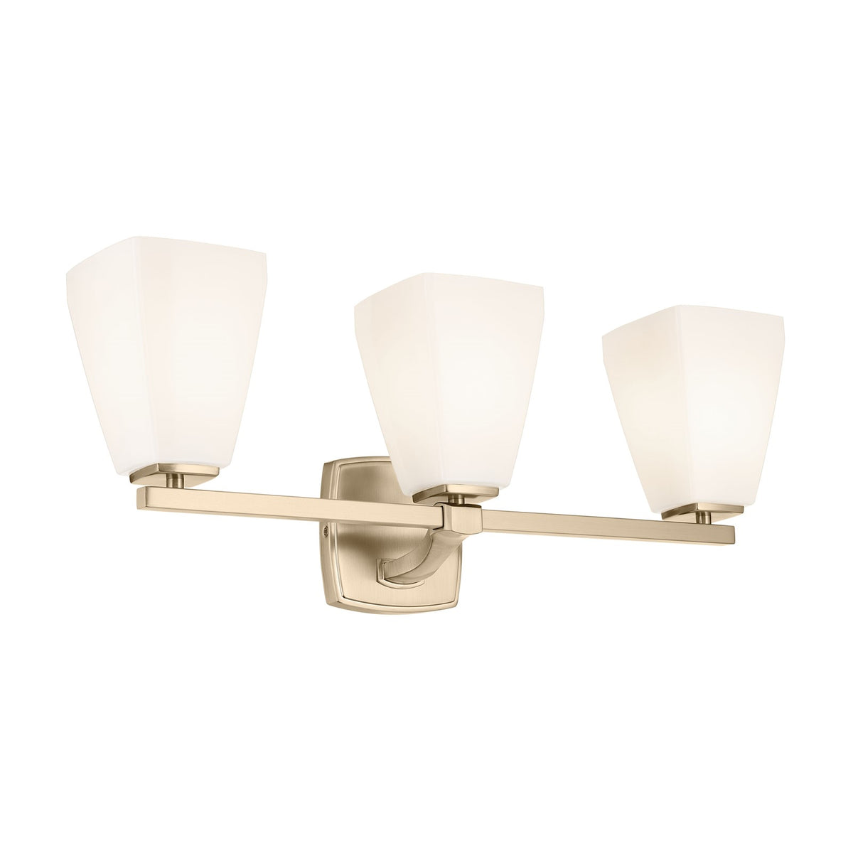 Kichler Marant 24in 3-Light Vanity Light | Modern Champagne Bronze and Cased Opal Glass | Bathroom & Powder Room | 23.75 x 9.5 in | Model 55216CPZ
