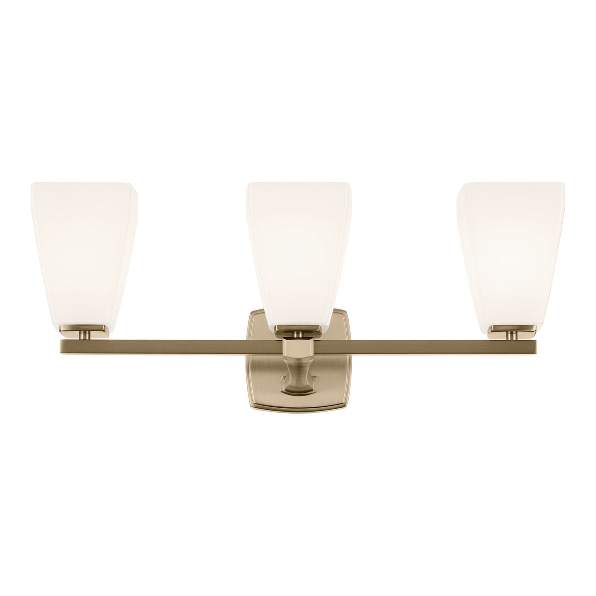 Kichler Marant 24in 3-Light Vanity Light | Modern Champagne Bronze and Cased Opal Glass | Bathroom & Powder Room | 23.75 x 9.5 in | Model 55216CPZ