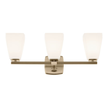 Kichler Marant 24in 3-Light Vanity Light | Modern Champagne Bronze and Cased Opal Glass | Bathroom & Powder Room | 23.75 x 9.5 in | Model 55216CPZ