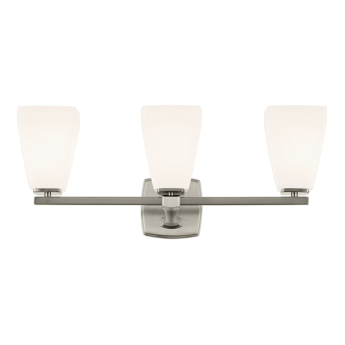 Kichler Marant 24in 3-Light Vanity Light | Brushed Nickel and Cased Opal Glass | Bathroom Vanity | 23.75 x 9.5 in | Model 55216NI