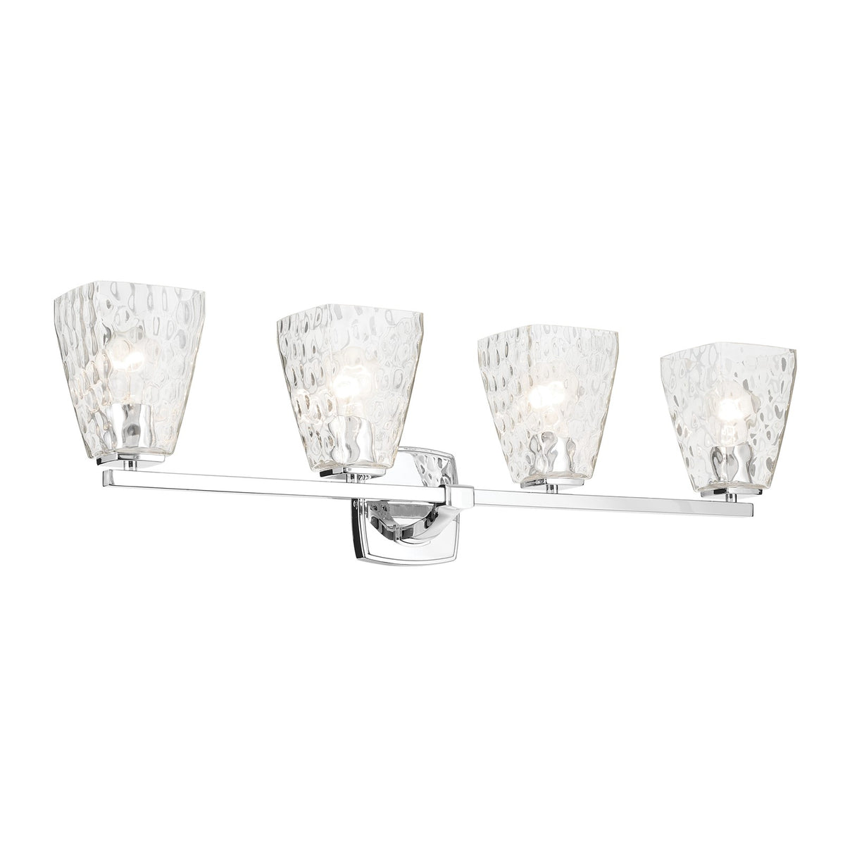 Kichler Marant 33in 4-Light Vanity Light | Modern Chrome and Clear Water Glass | Bathroom Vanity Light | Damp Rated | Model 55217CHWTR